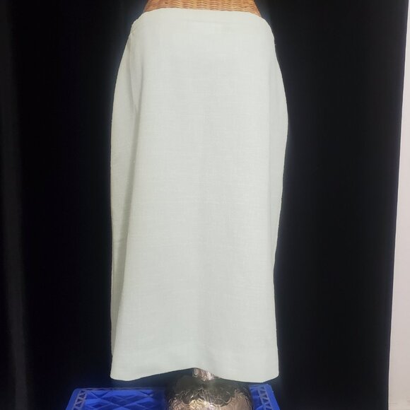 Vintage 1970's Devon ILGWU Pistachio Green Pencil Skirt Size 12 Lustrous Buttons - Picture 5 of 10